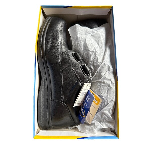 Dr. Scholl\'s Mens Shoes Black Dyna Step Strap Leather Sneakers 13 Wide 2005 Vtg